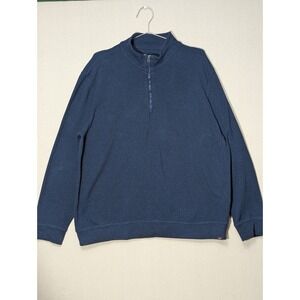 Faherty‎ Sz XXL Organic Cotton Mock Neck Outdoor Sweater Navy 1/4 Zip Minimalist